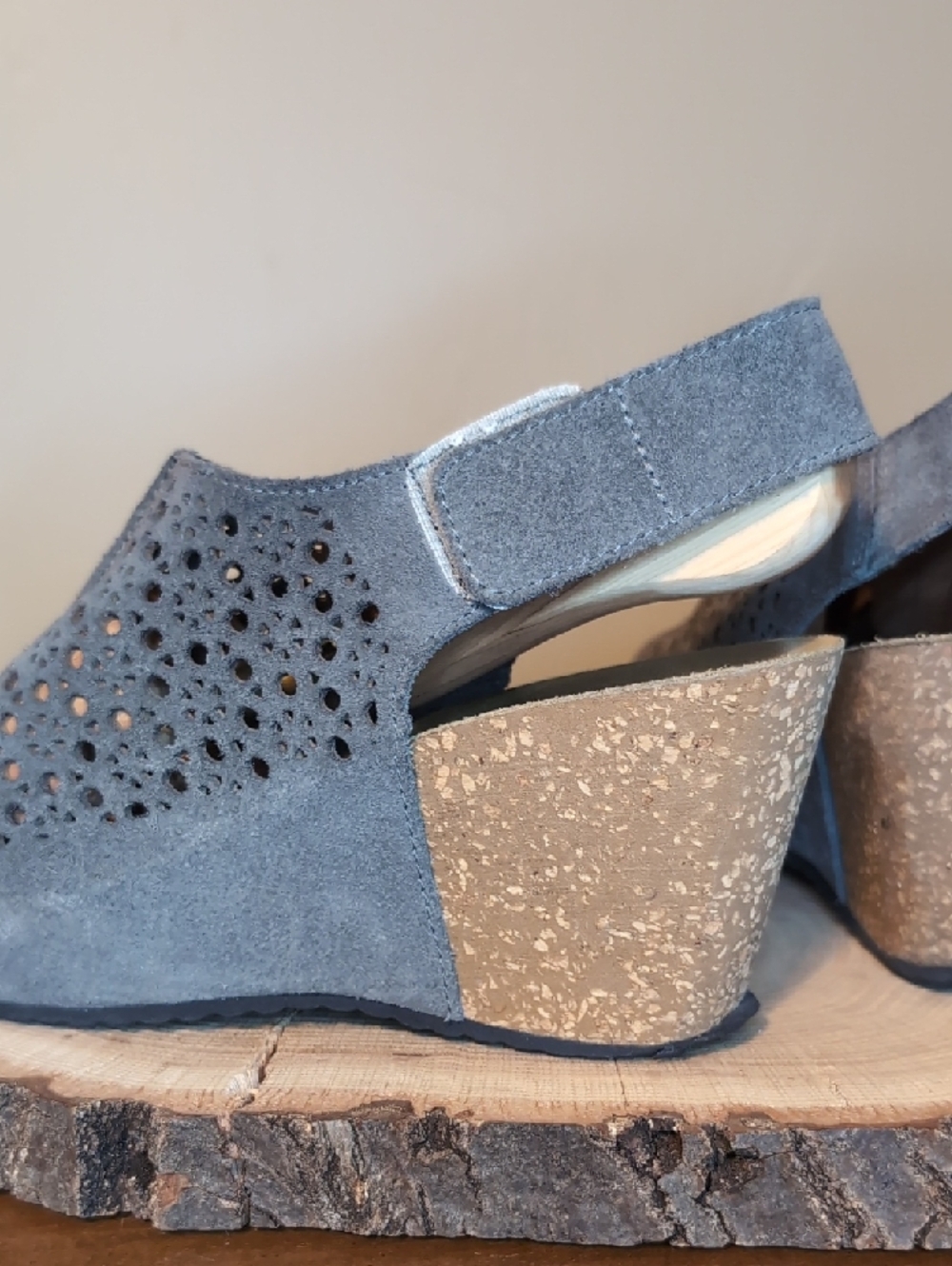 Wedge Slingback Sandals in Gray Slate Blue - Picture 5 of 12